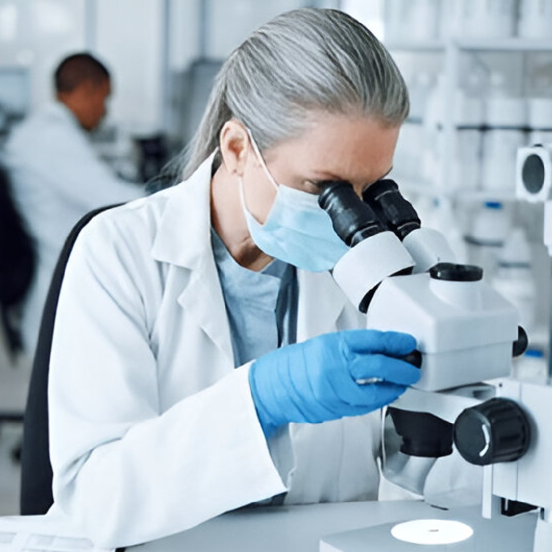 Laboratory technicians working